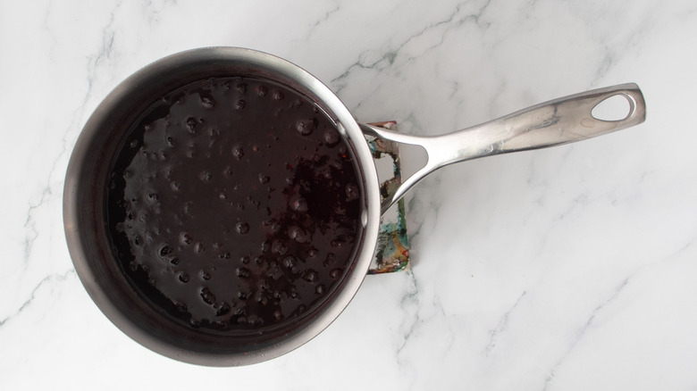 Cranberry sauce in saucepan