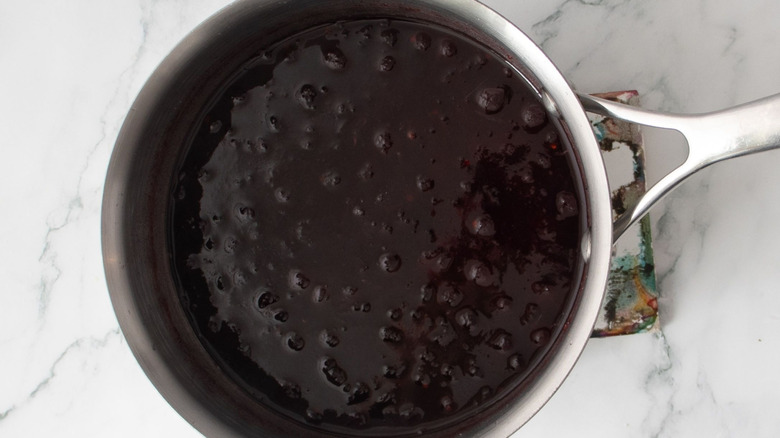 Cranberry sauce in saucepan