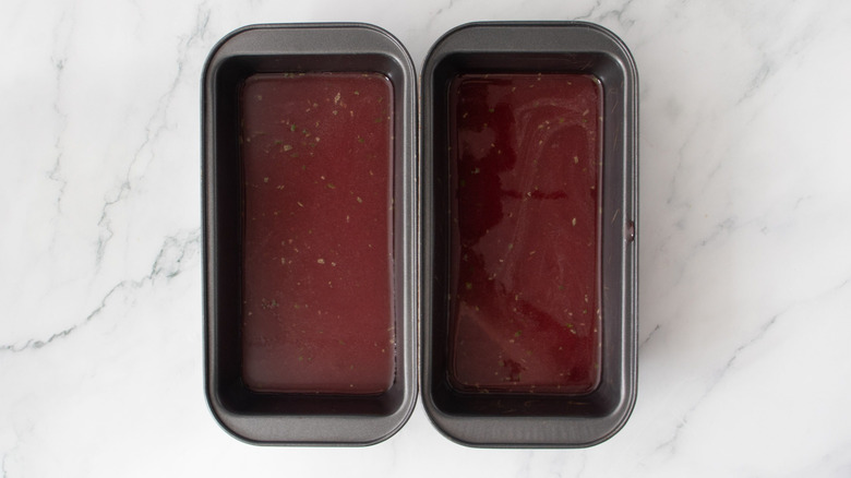 Cranberry sorbet in loaf pans
