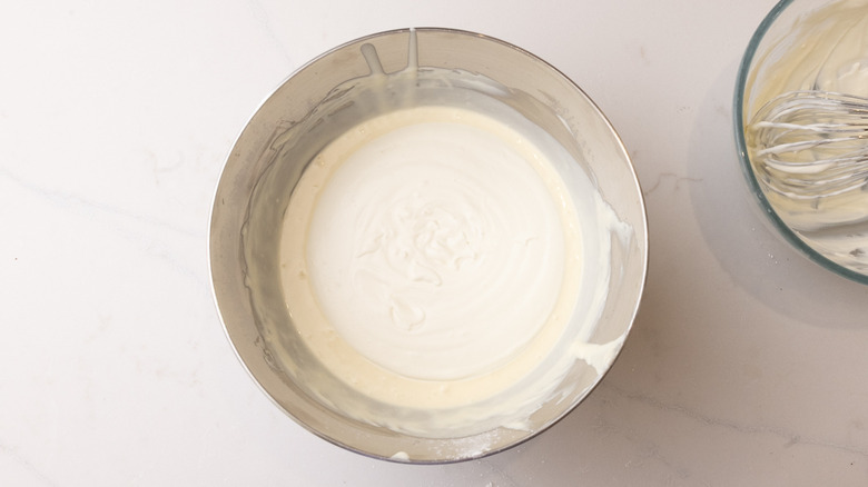 folding cream into custard mixture