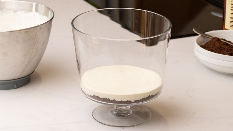 assembling dirt cake