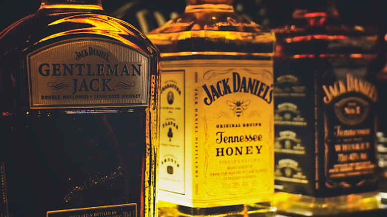 Bottle of Jack Daniels Tennessee honey whiskey