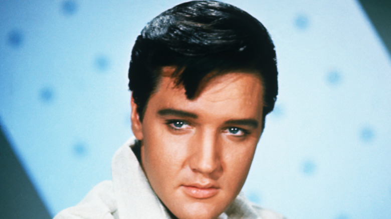 A vintage close-up photo of Elvis Presley.