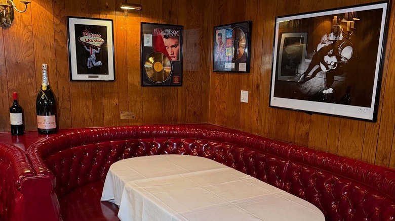 The Elvis Presley booth at the Golden Steer steakhouse in Las Vegas, Nevada