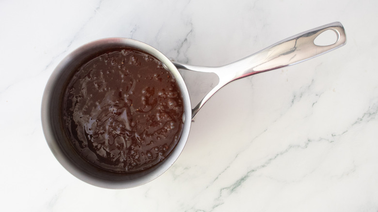 Combined barbecue sauce in a small saucepan