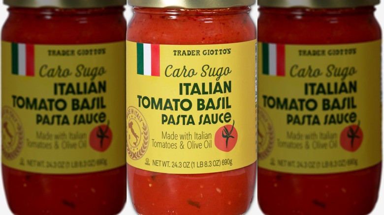 Jar of pasta sauce with yellow label