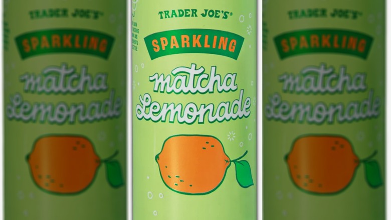 Green can of matcha lemonade with a picture of citrus fruit below white lettering