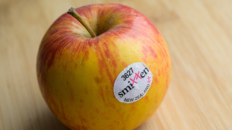 Apple with PLU code sticker