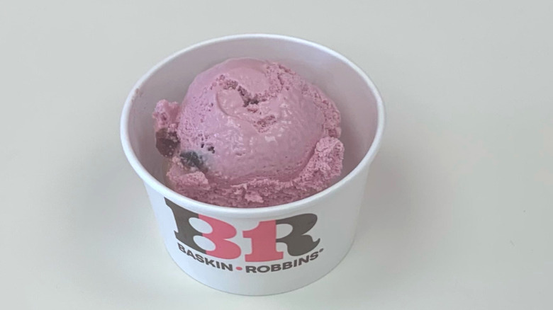 A cup of Baskin-Robbins Cherries Jubilee ice cream