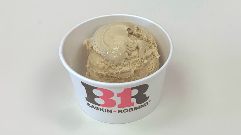 a cup of Baskin-Robbins jamocha ice cream