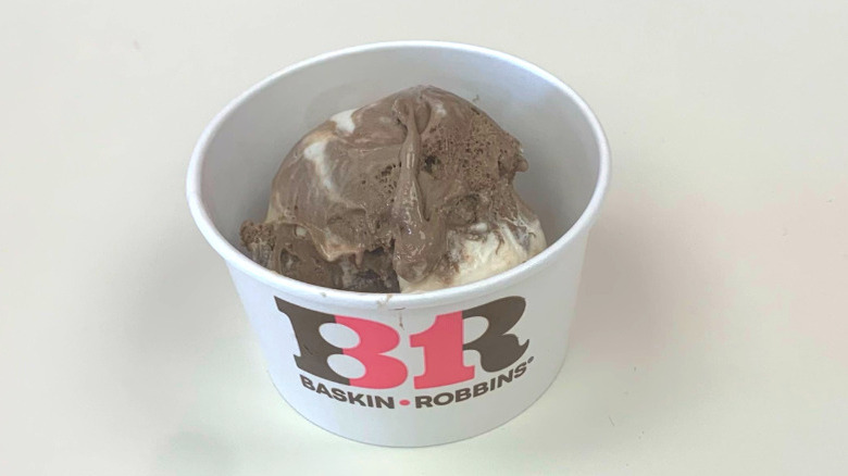 a cup of Baskin-Robbins World Class Chocolate ice cream