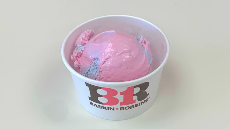 a cup of Baskin-Robbins Cotton Candy ice cream