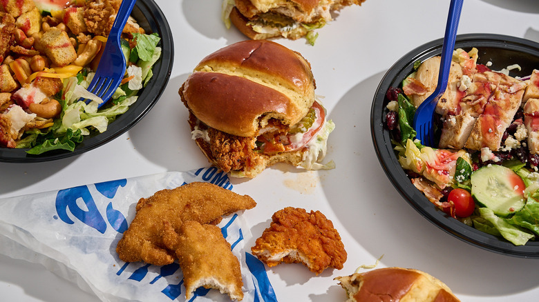 Half-eaten chicken items from Culver's on a table