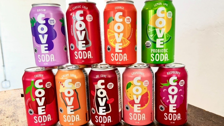 9 Cove Sodas stacked in 2 rows