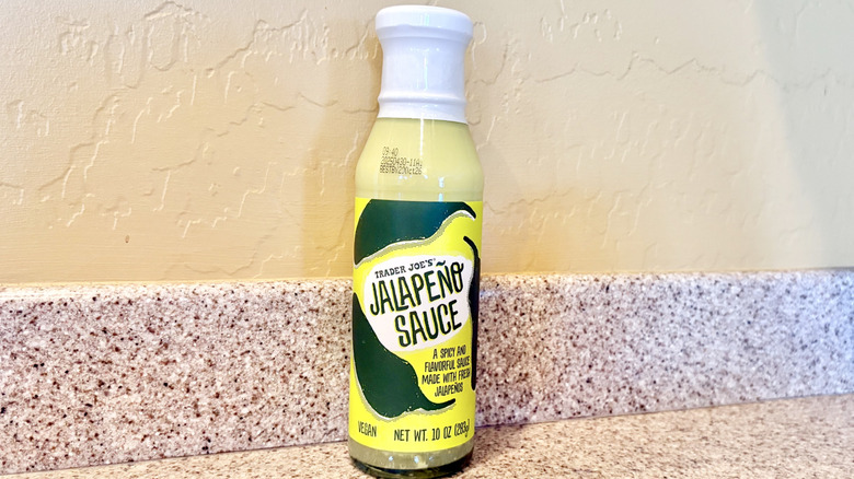 Jalapeño Sauce from Trader Joe's on a counter