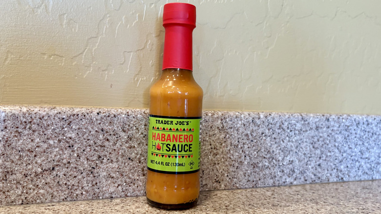 Habanero Hot Sauce from Trader Joe's on a counter