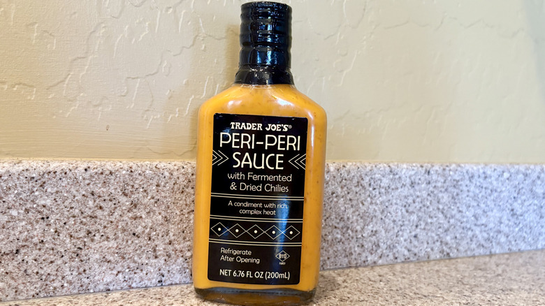 Peri Peri Sauce from Trader Joe's on a counter