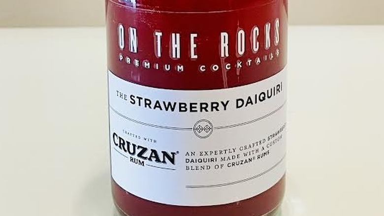 Close-up of On The Rocks Strawberry Daquiri label