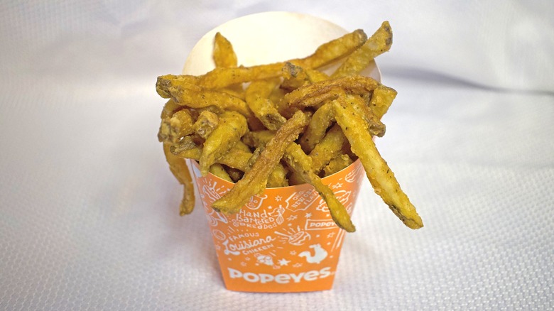 Closeup of Cajun fries.