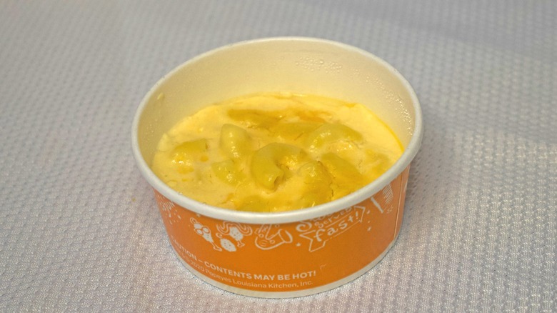 A small service of mac and cheese from Popeye's.