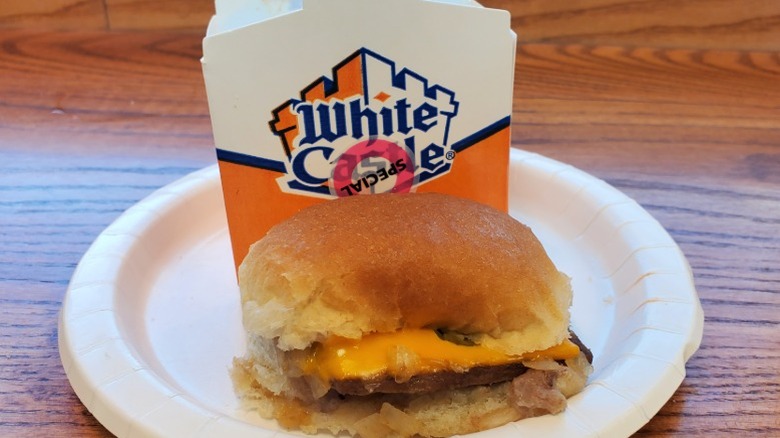 White Castle cheese slider
