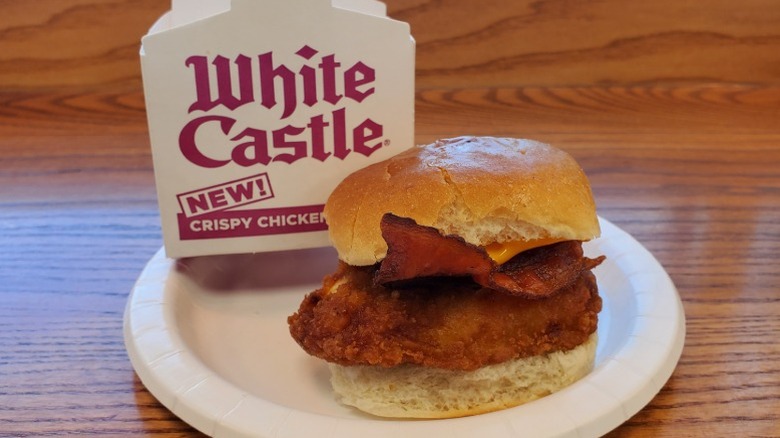 White Castle bacon and cheese chicken slider