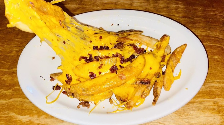 Texas Roadhouse Cheese Fries appetizer is shown.