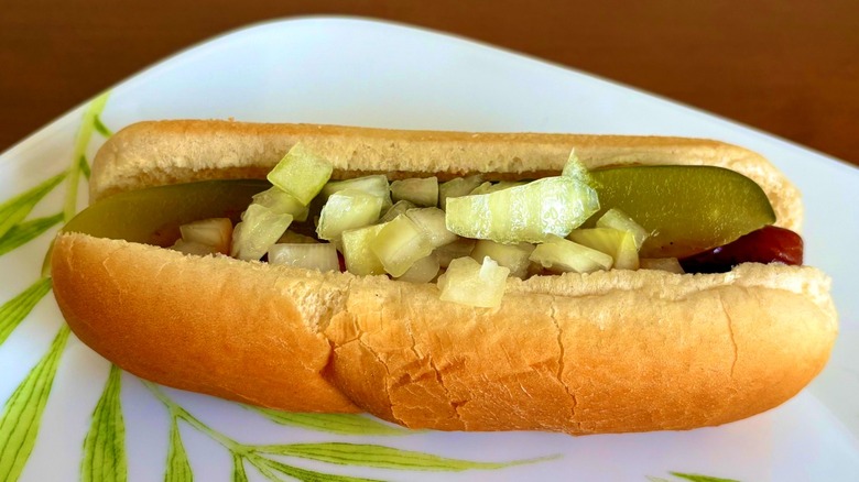 A Barbeque Veggie Dog sitting on a plate