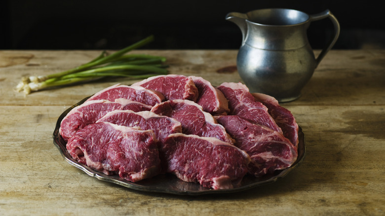 Plate of raw beef