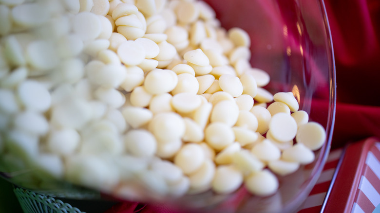 Bowl of white chocolate chips
