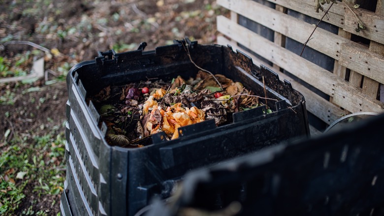 A compost barrel