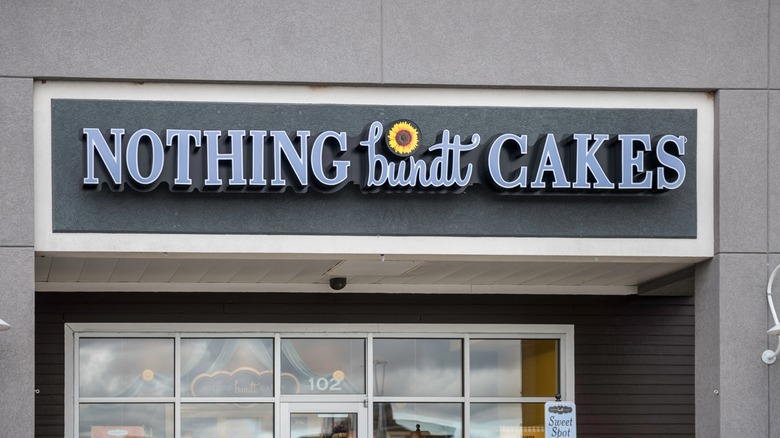 Nothing Bundt Cakes logo on the front of a shop