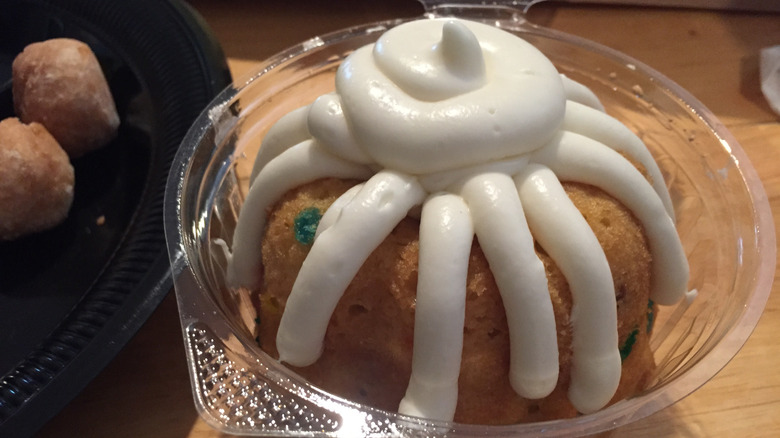 A bundlet from Nothing Bundt Cakes with petal frosting