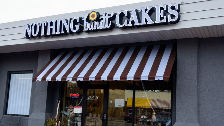 Nothing Bundt Cakes sign in front of store