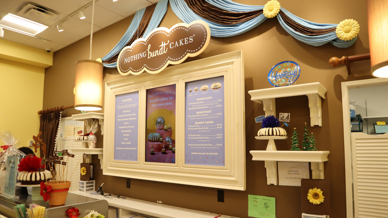 The menu board inside Nothing Bundt Cakes