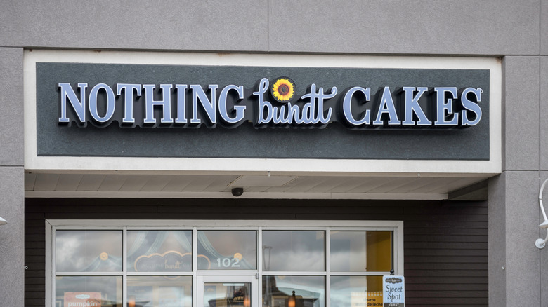 Nothing Bundt Cakes logo on the front of a shop
