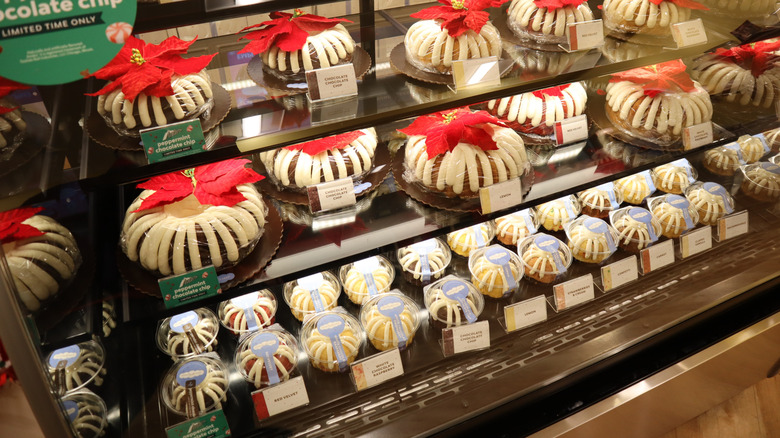 The bakery case at Nothing Bundt Cakes