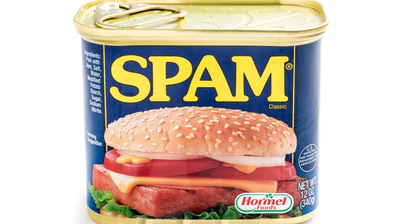 Can of Spam on a white background