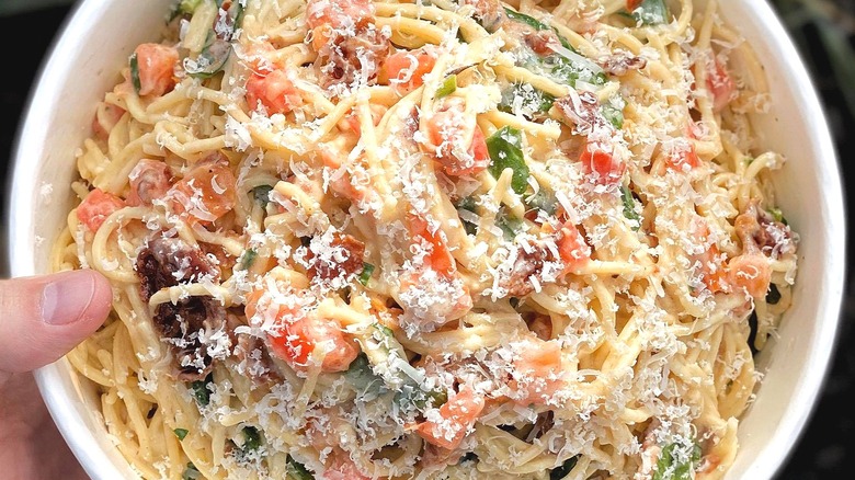 Close up of Carbonara pasta