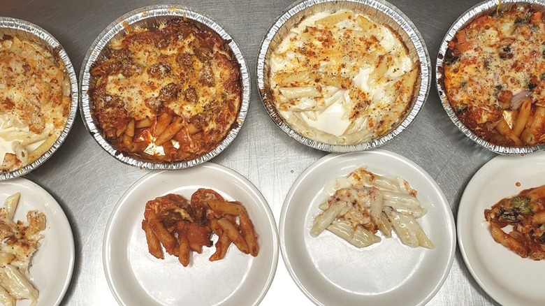 Row of Pizza Hut pasta choices