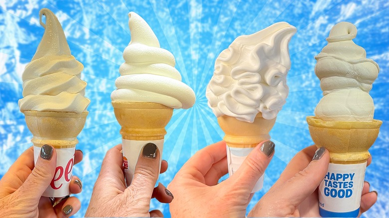 Several fast food chain soft serve ice cream cones