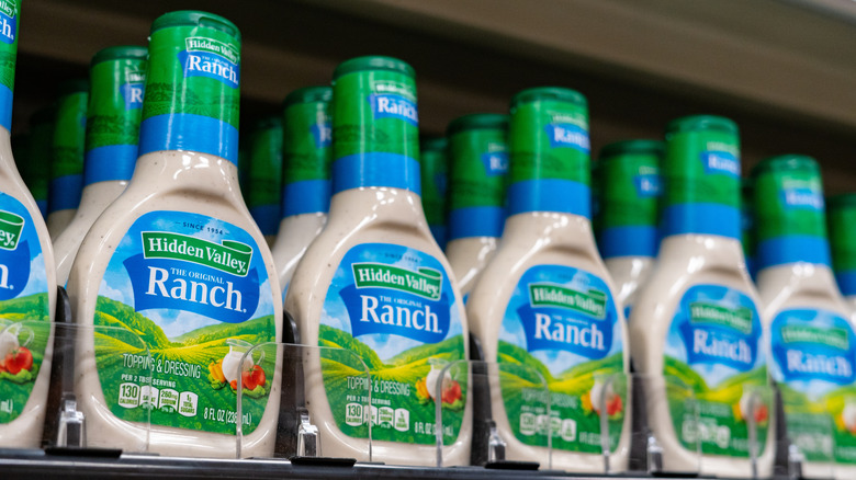 Hidden Valley Ranch bottles on display at a grocery store