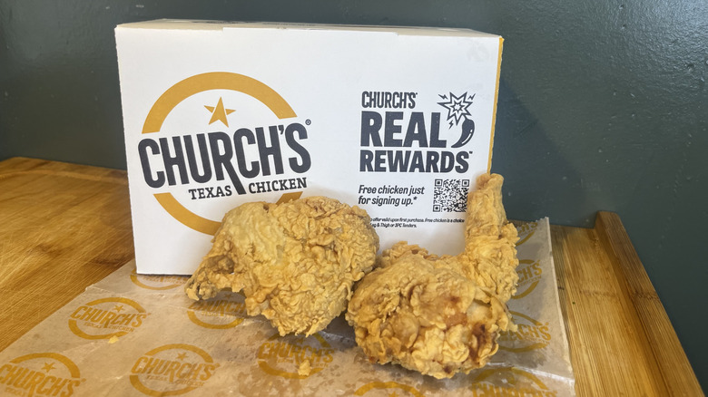 Two pieces of Church's fried chicken