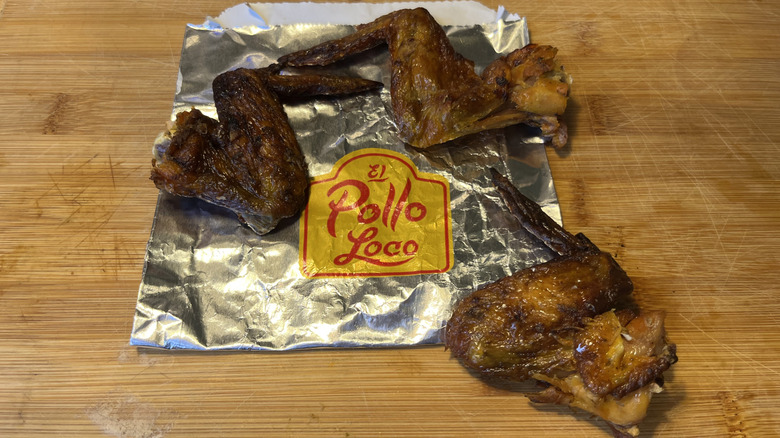 Three chicken wings from El Pollo Loco