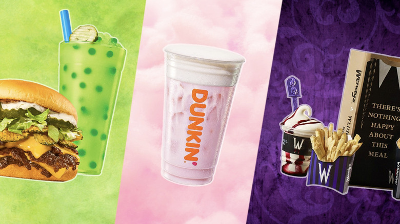 Various fast food collaborations including Sonic, Dunkin', and Wendy's