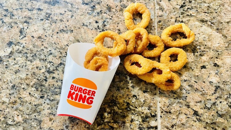 Order of Burger King Onion Rings on marble counter