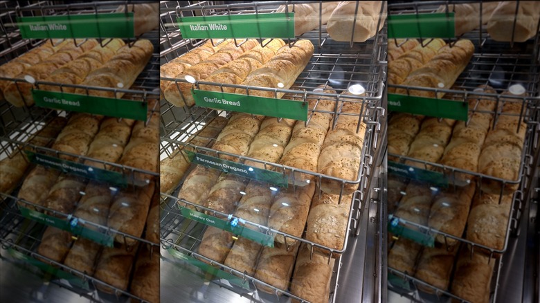 Display of Subway sandwich bread in a store