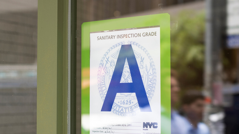 Health score posted in restaurant window
