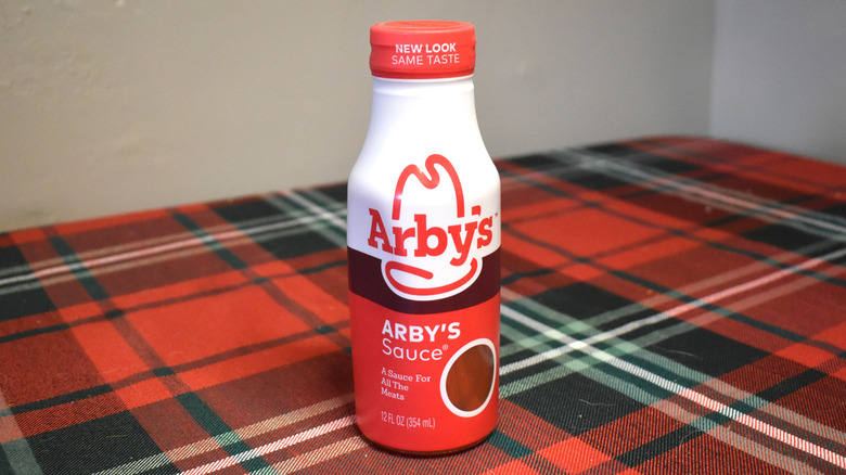 bottle of arby's sauce on a table