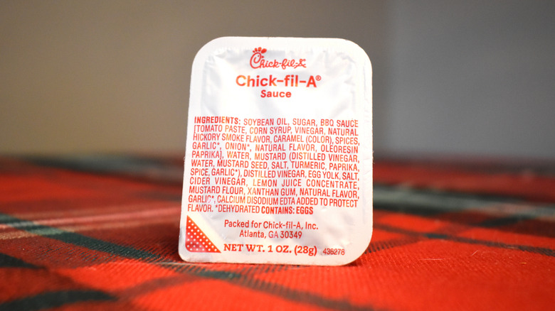 white and red chick-fil-A sauce package